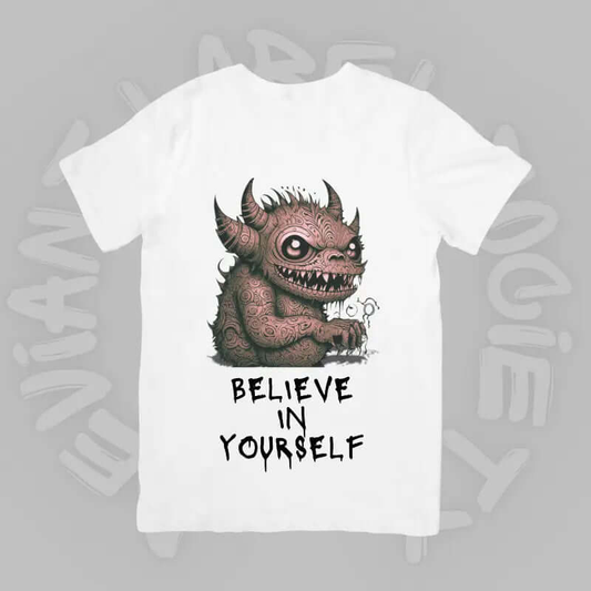 Believe in yourself monster mockup-white